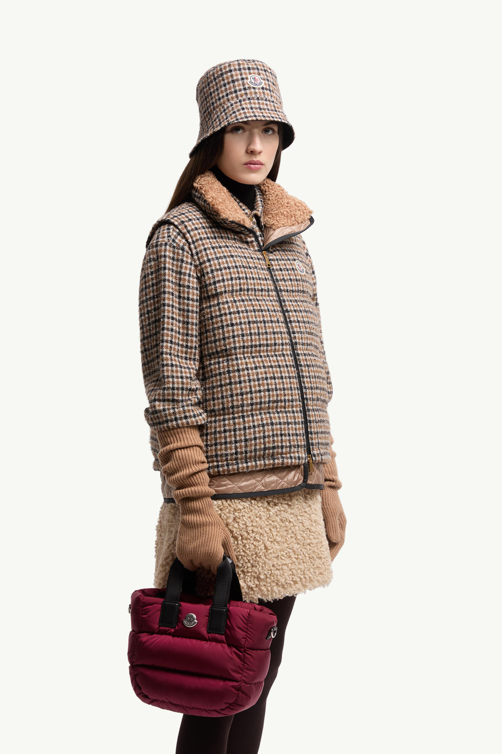 Mini-cabas déperlant Caradoc Femmes Rouge Foncé Moncler 1