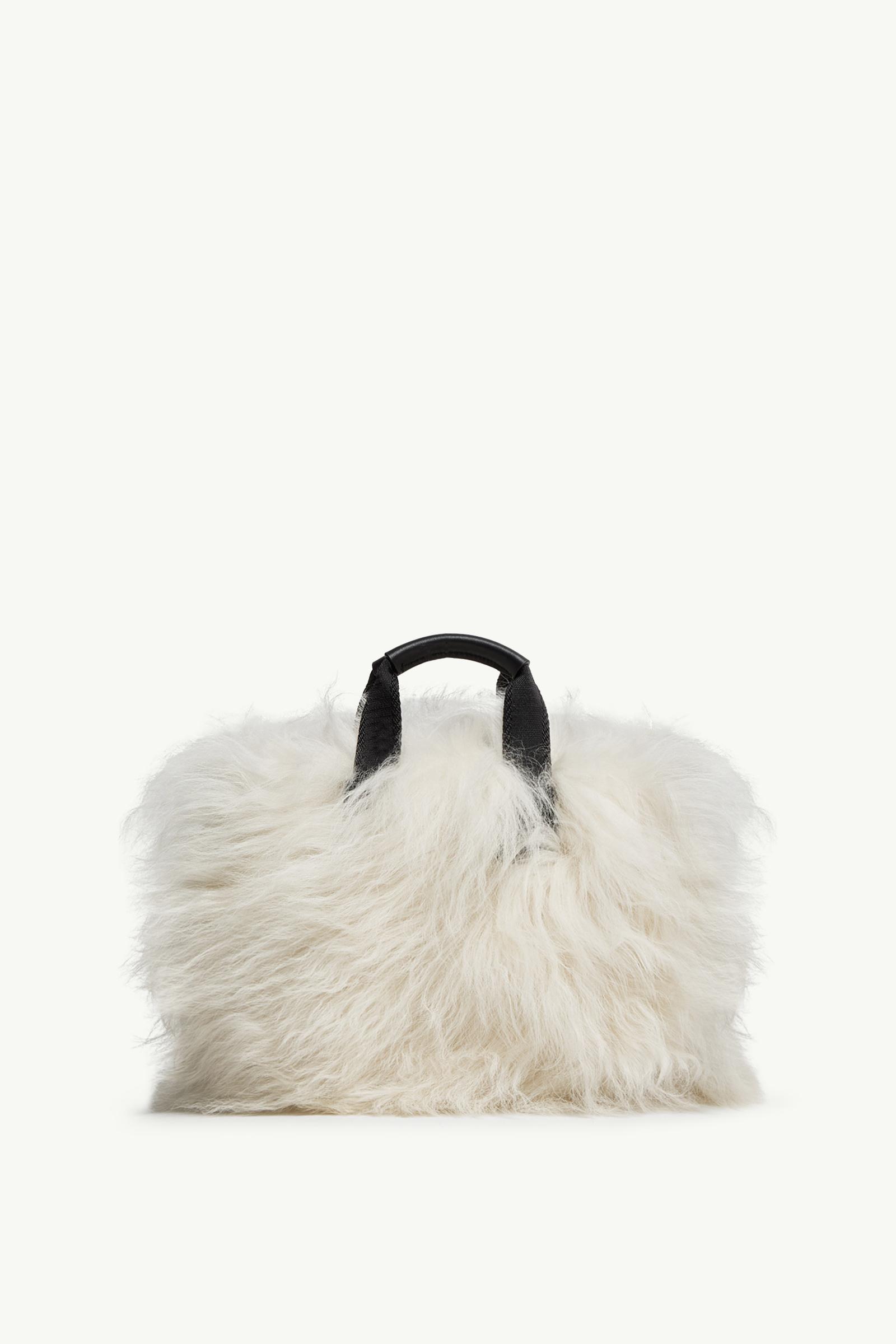 White Micro Caradoc Shearling Tote Bag - Bags & Small