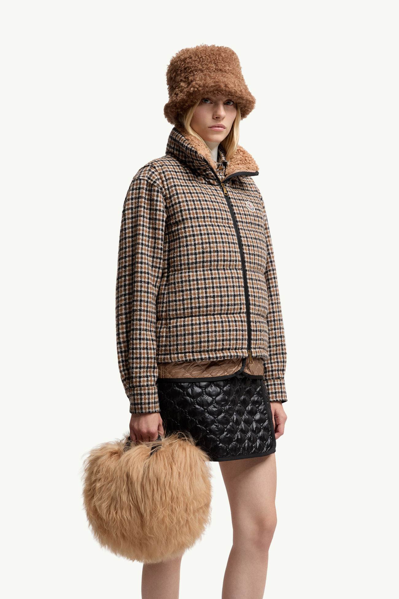 Micro Caradoc Tote Bag aus Shearling Damen Beige Moncler 1