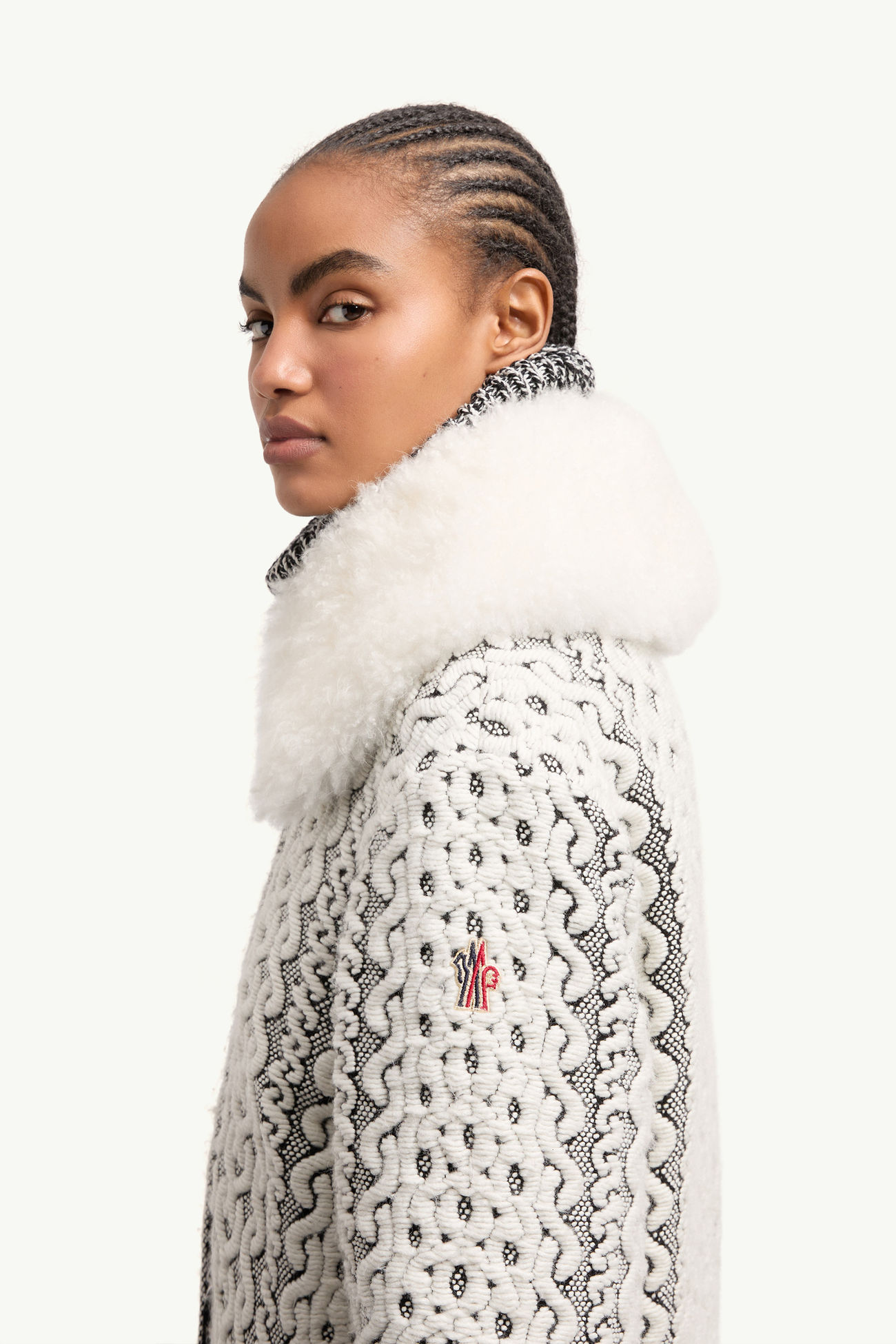 Giacca bomber Beille con dettaglio in shearling Donna Bianco & Grigio Moncler 1