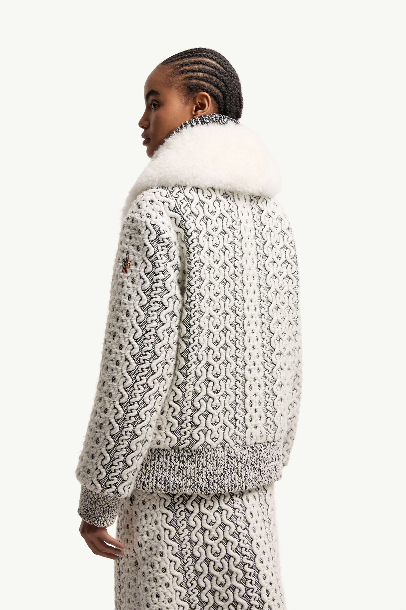 Giacca bomber Beille con dettaglio in shearling Donna Bianco & Grigio Moncler 4