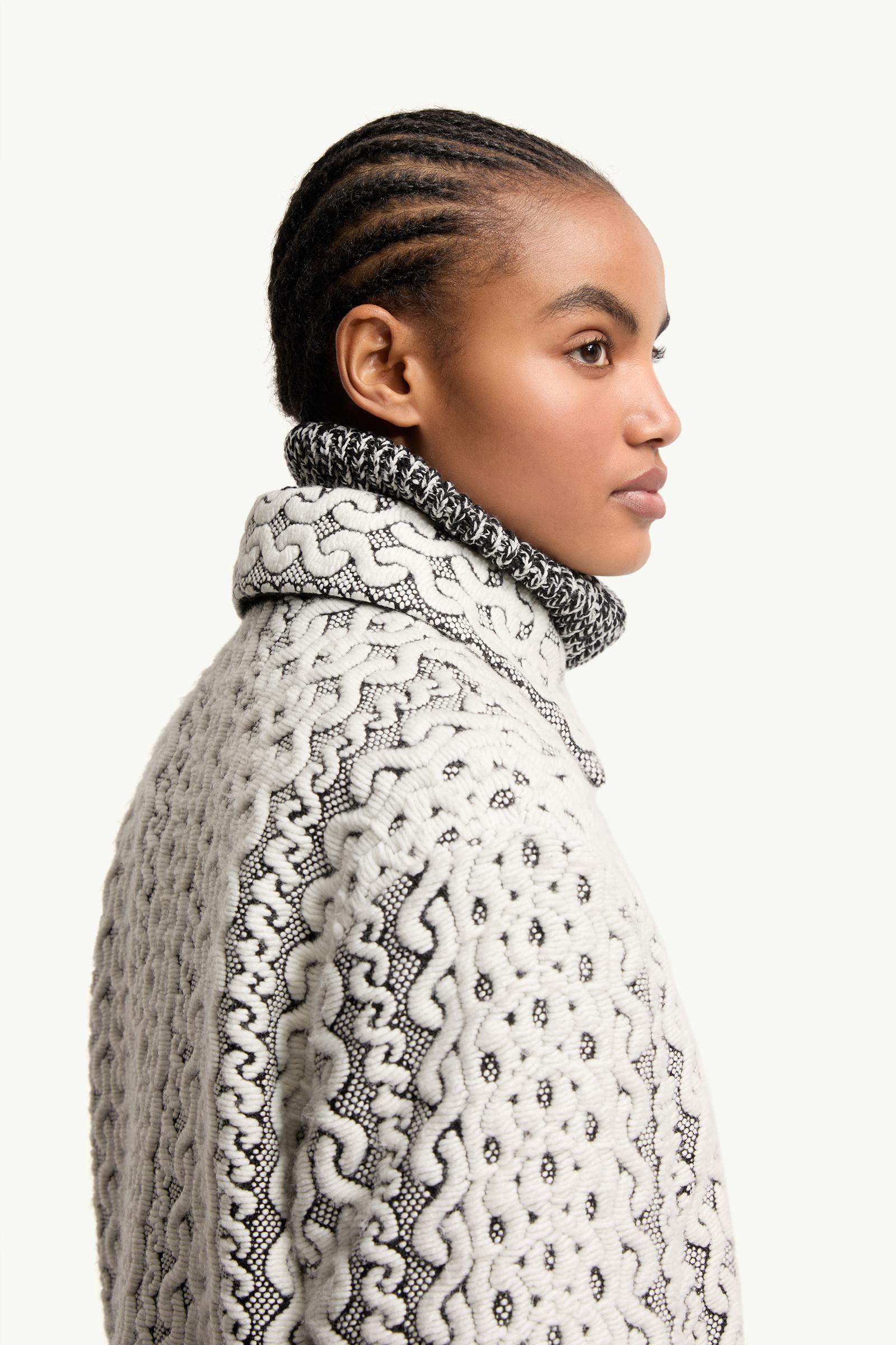 White & Grey Beille Shearling-Trimmed Down Bomber Jacket - Short