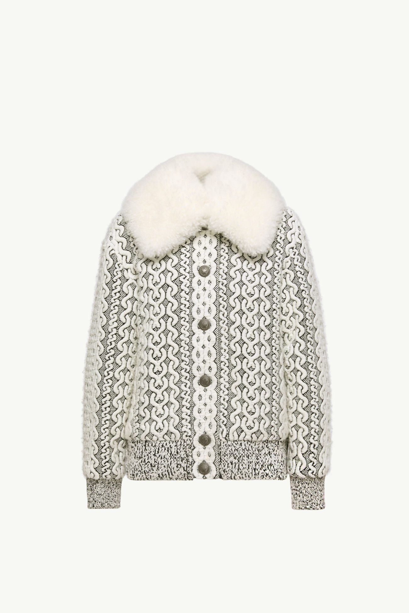 Beille Daunen-Bomberjacke mit Shearling-Besatz Damen Weiss & Grau Moncler 2