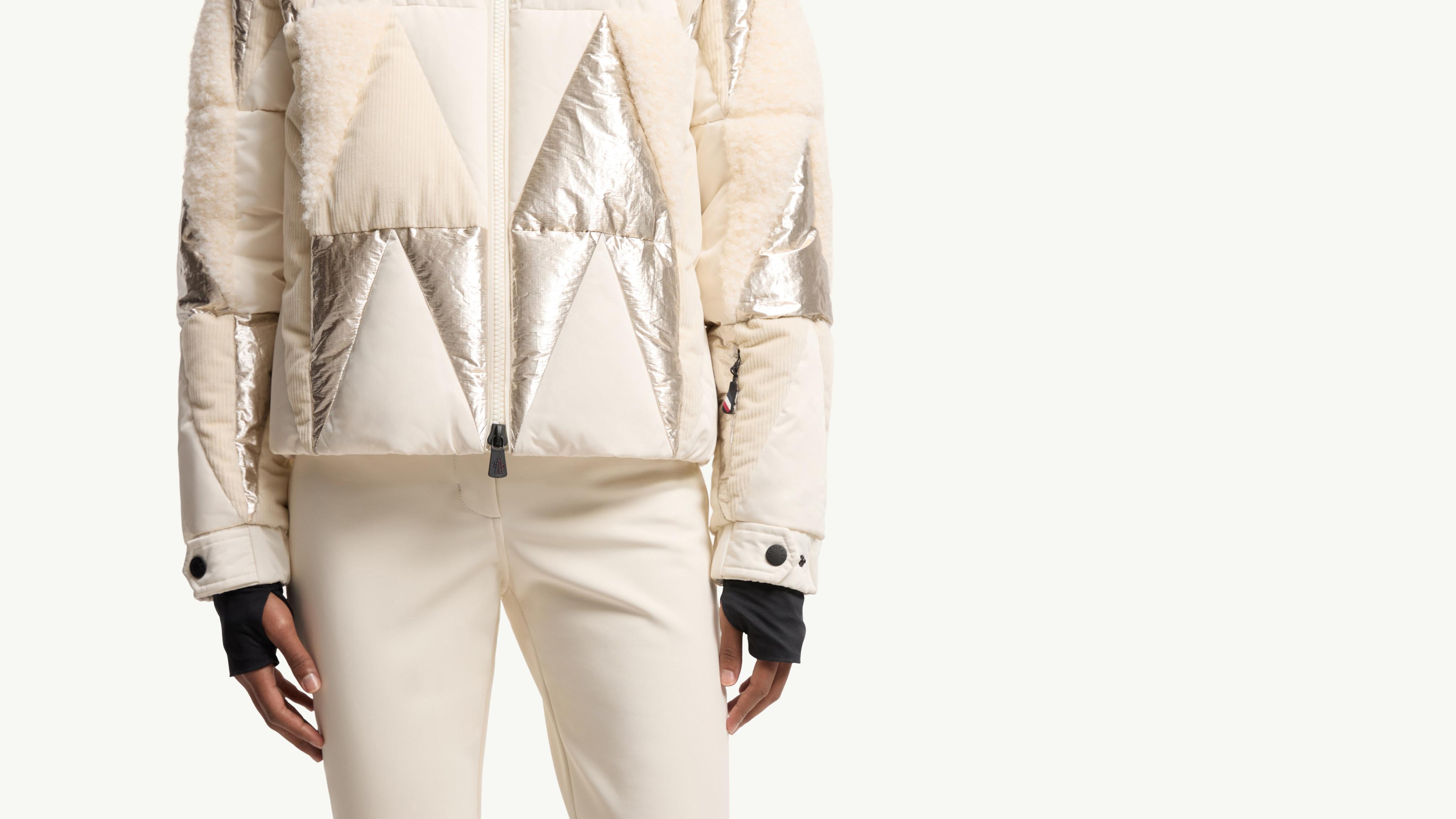 White Ivory Pamiers Patchwork Down Ski Jacket - Short Down Jackets