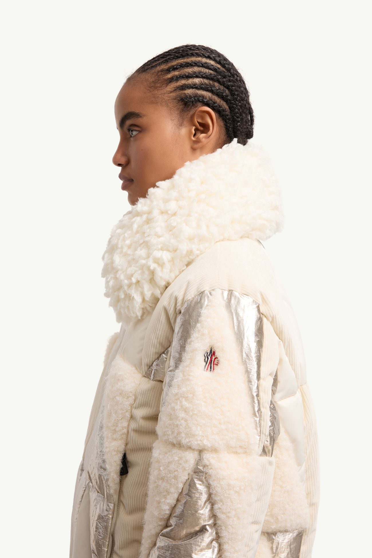 Pamiers料拼布羽绒夹克外套 女士 象牙白 Moncler 1