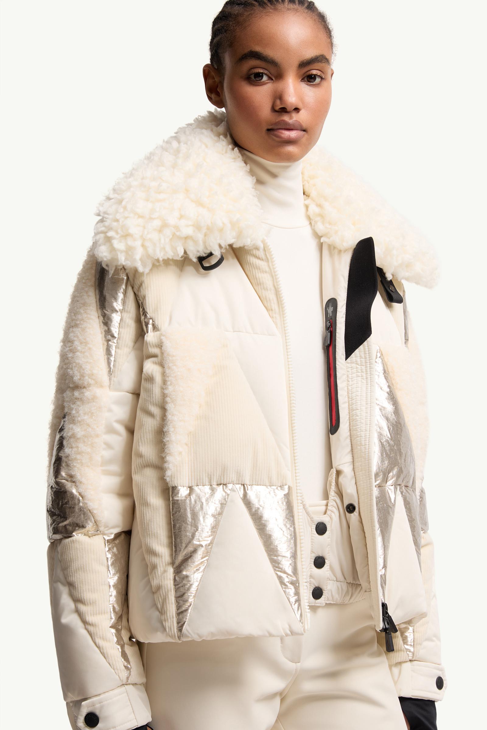 White Ivory Pamiers Patchwork Insulated Ski Jacket - Short Down