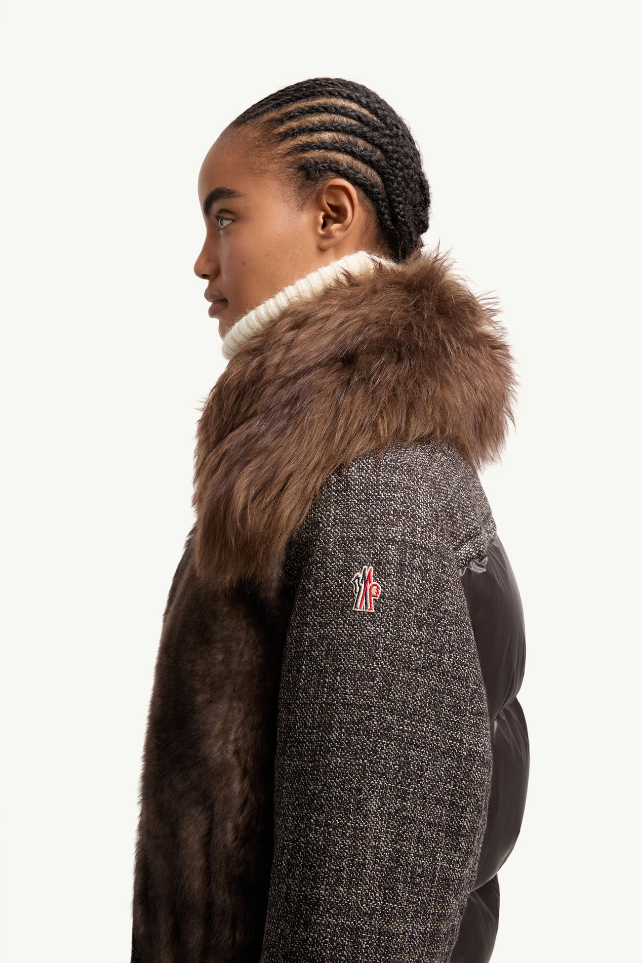 Piumino corto Faite in lana e shearling Donna Marrone Moncler 1