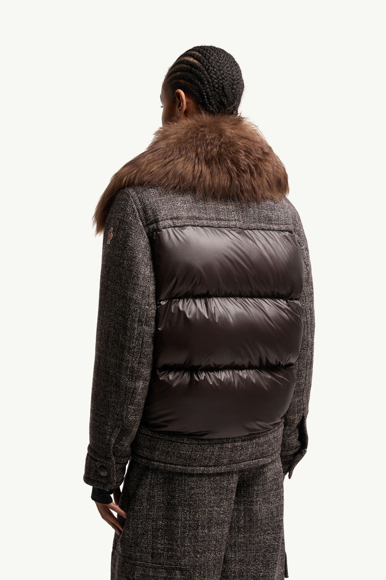 Piumino corto Faite in lana e shearling Donna Marrone Moncler 4
