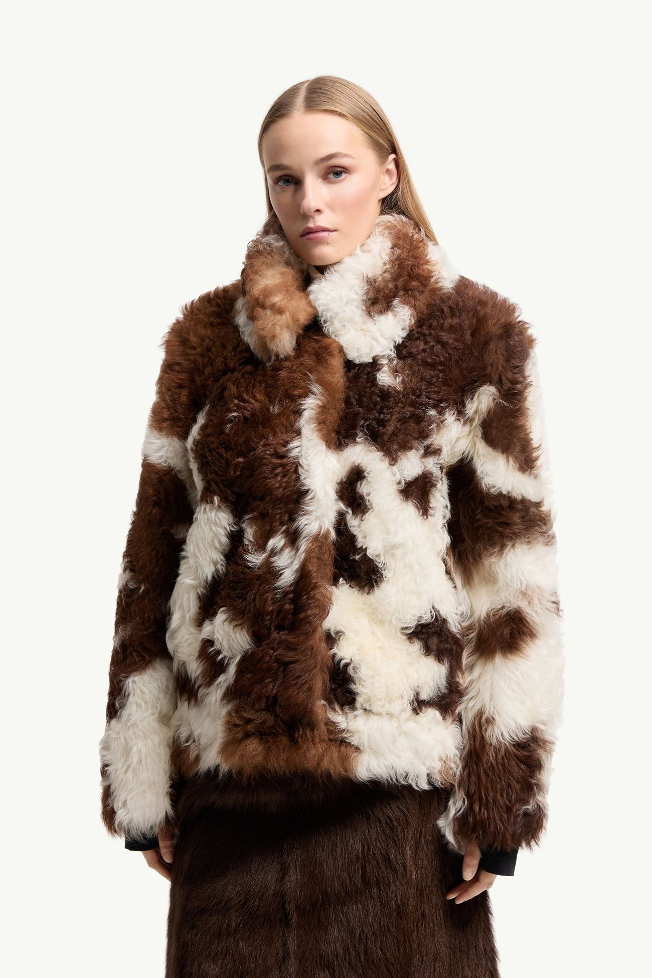 Chalanson kurze gepolsterte Jacke aus Shearling Damen Weiss & Braun Moncler 3