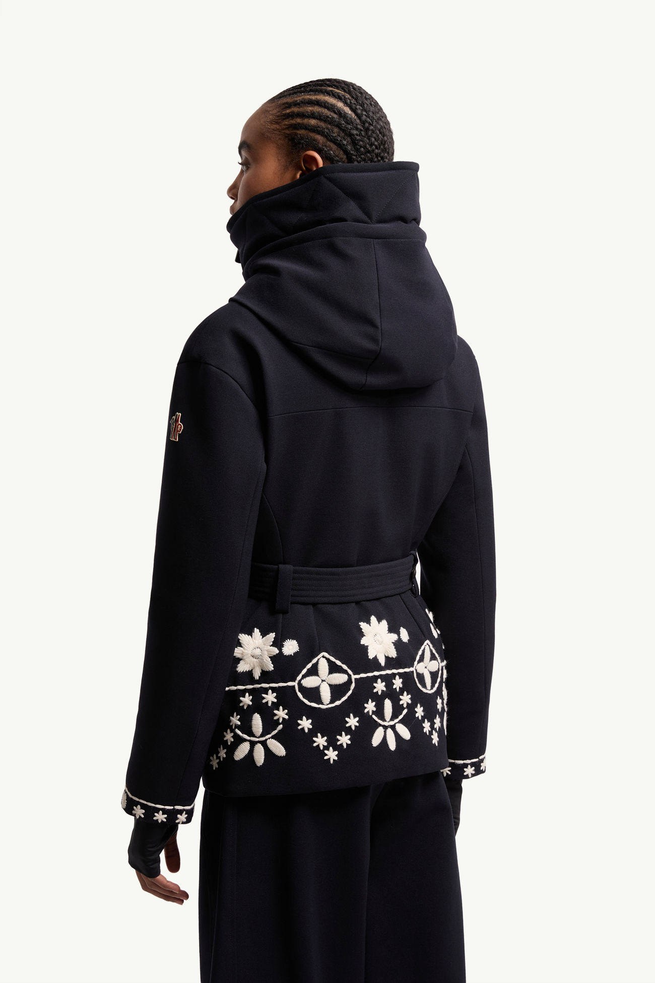 Blaye Embroidered Hooded Insulated Ski Jacket Women Navy Blue Moncler 4