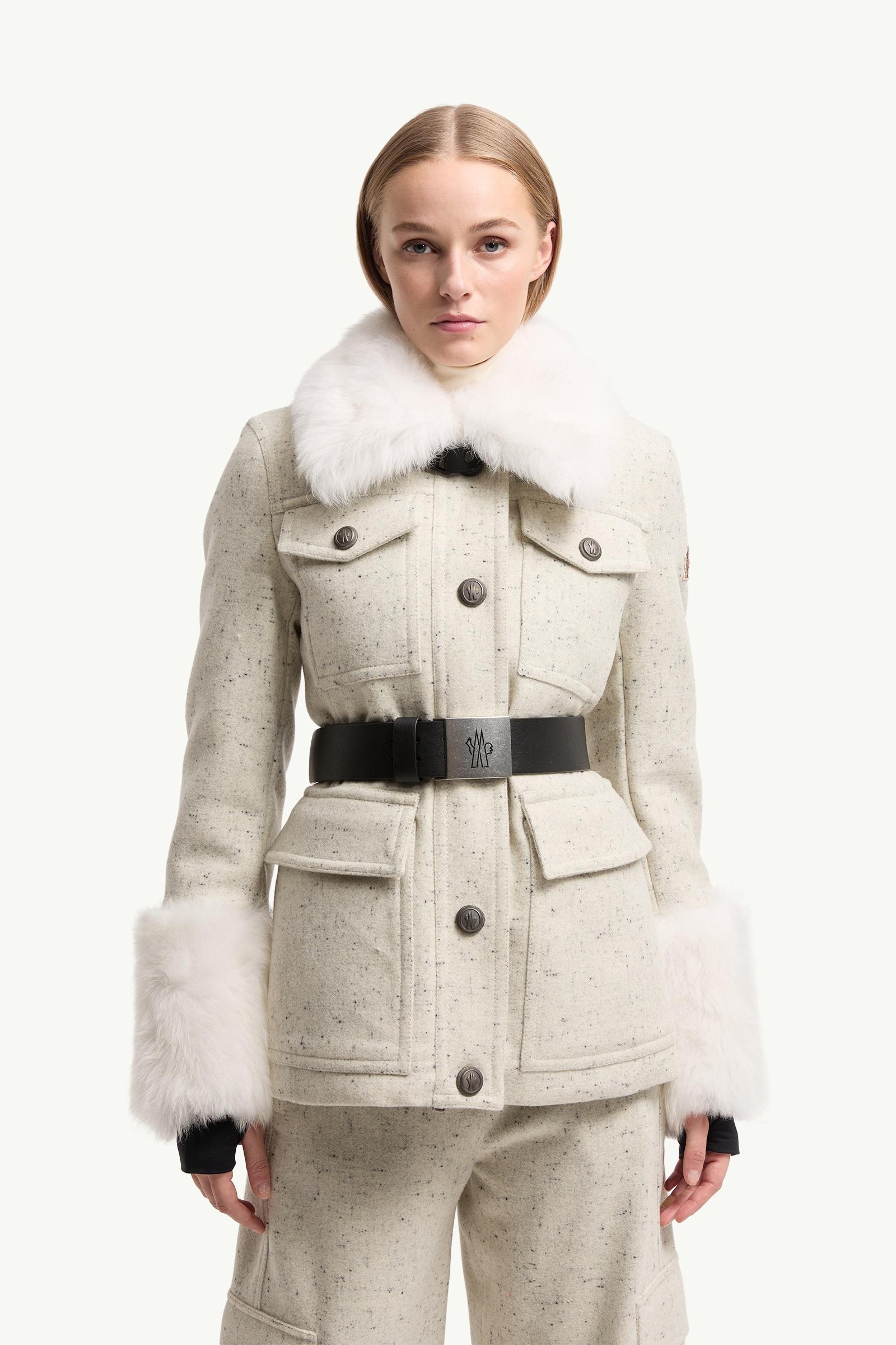 White Devez Wool & Shearling-Trimmed Down Field Jacket - Short