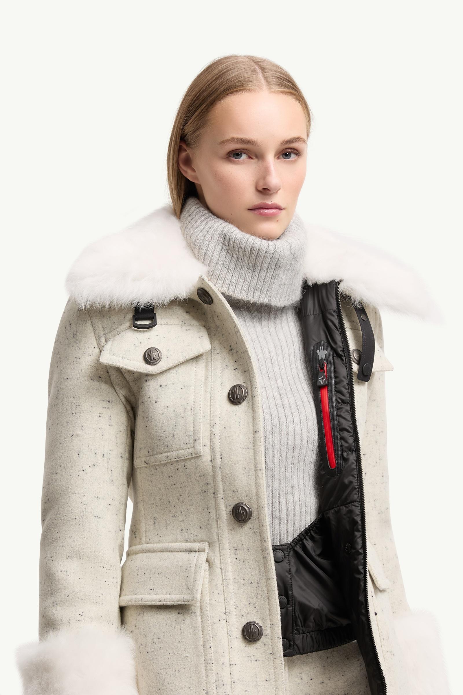White Devez Wool & Shearling-Trimmed Down Field Jacket - Short