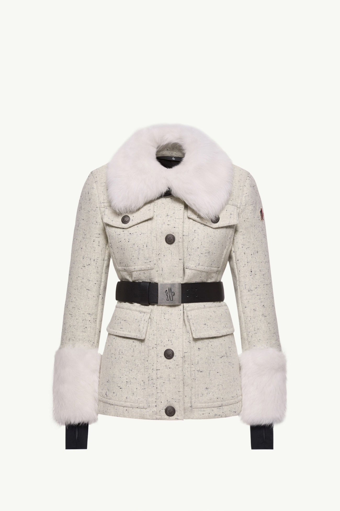 Giacca field Devez in lana con dettaglio in shearling Donna Bianco Moncler 2