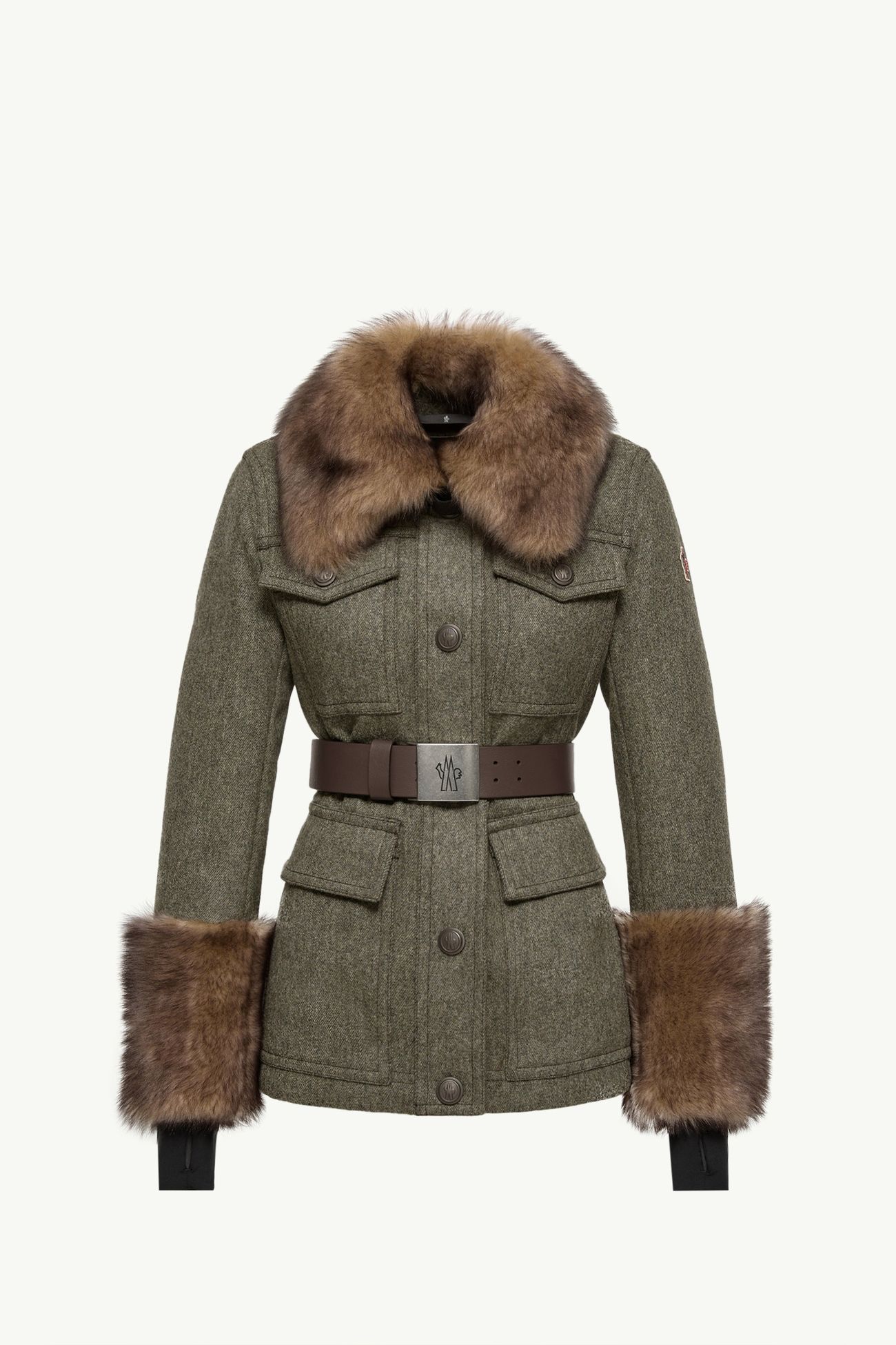 Field jacket Devez in lana con dettaglio in shearling Donna Verde Oliva Moncler 2
