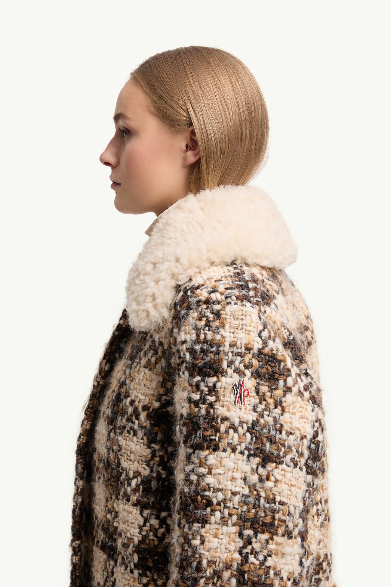 Plumífero corto con ribete de lana de oveja joven y lana Camlez Mujer Beige & Marrón Moncler 1