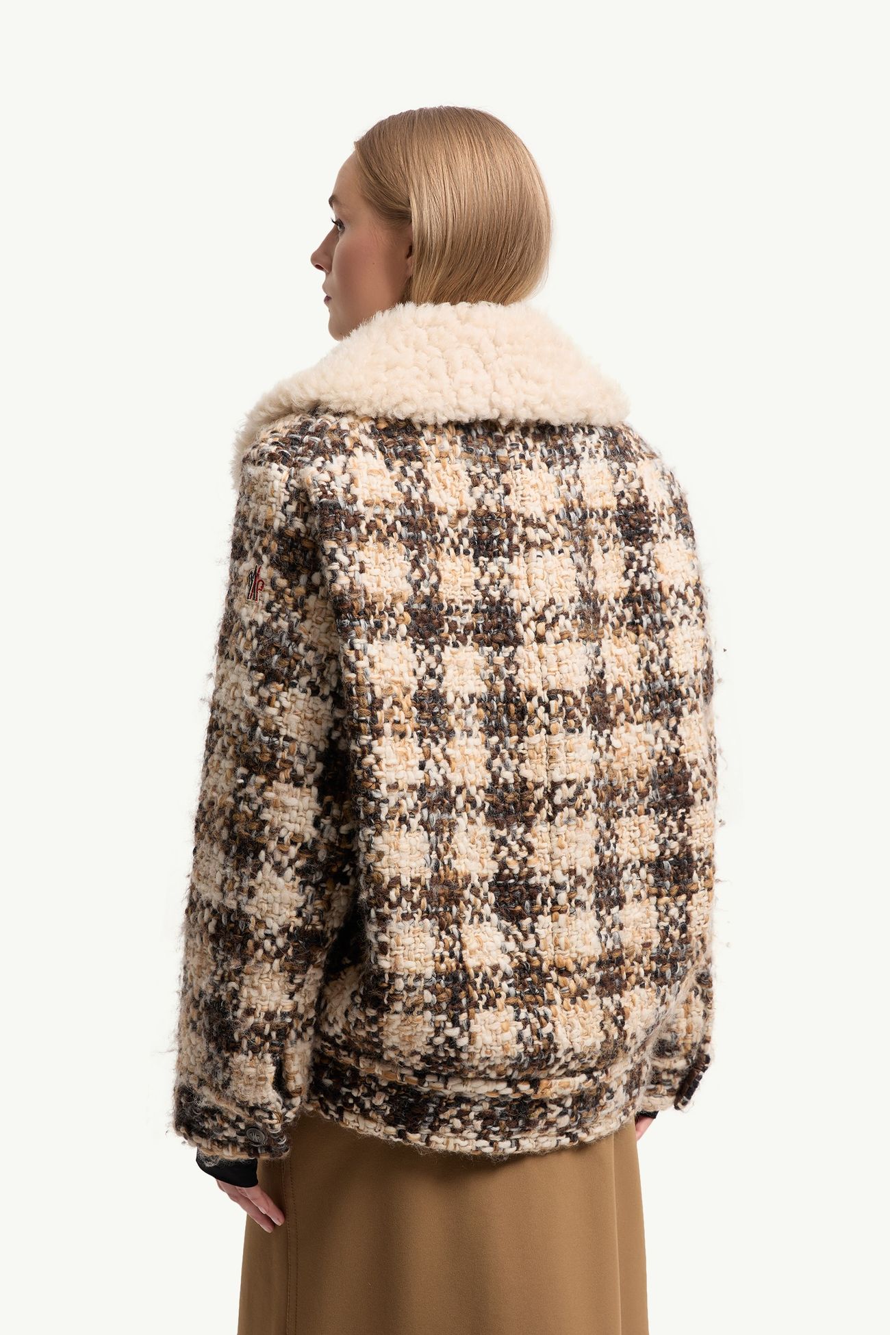 Piumino corto Camlez in lana con dettagli in shearling Donna Beige & Marrone Moncler 4