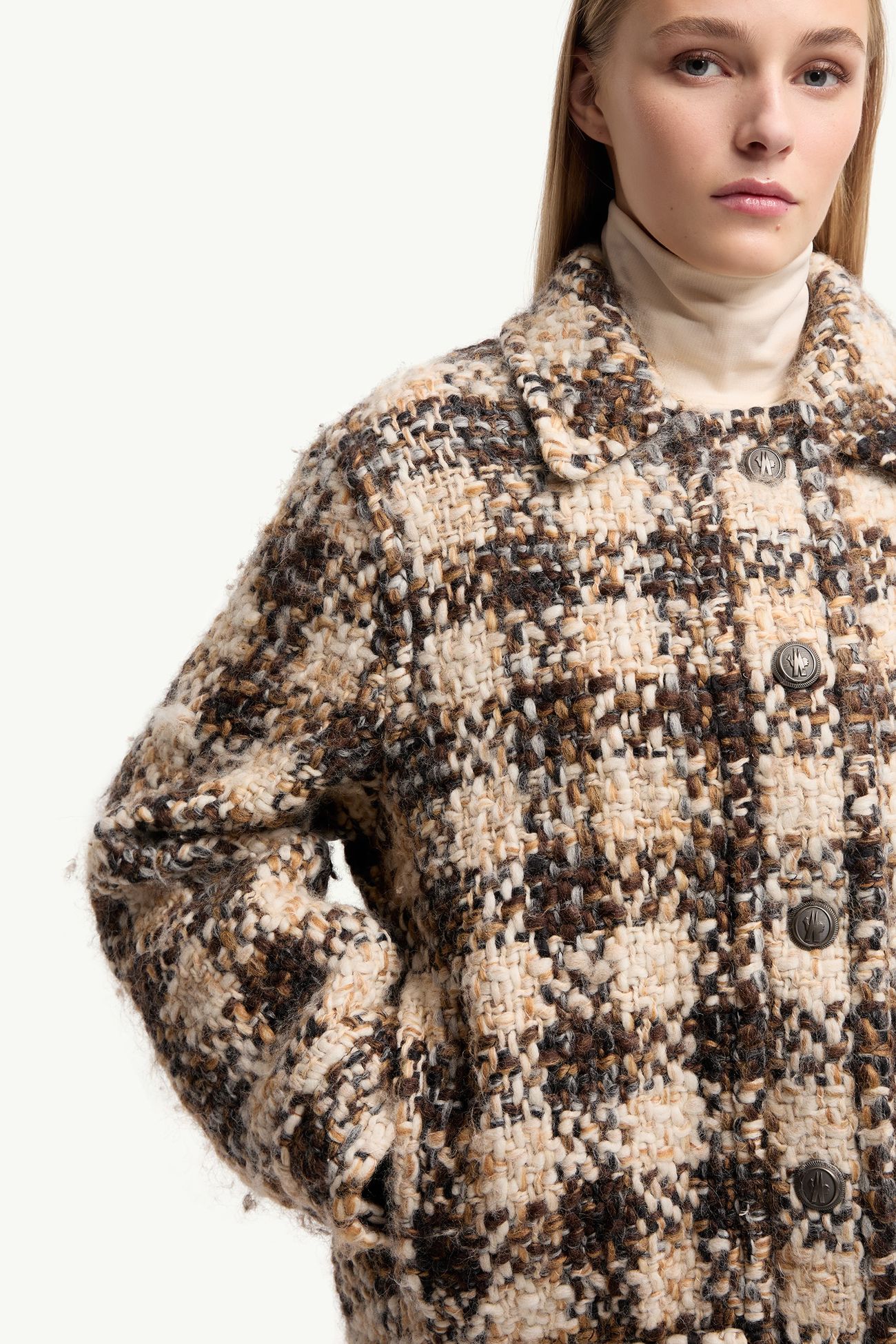 Plumífero corto con ribete de lana de oveja joven y lana Camlez Mujer Beige & Marrón Moncler 6