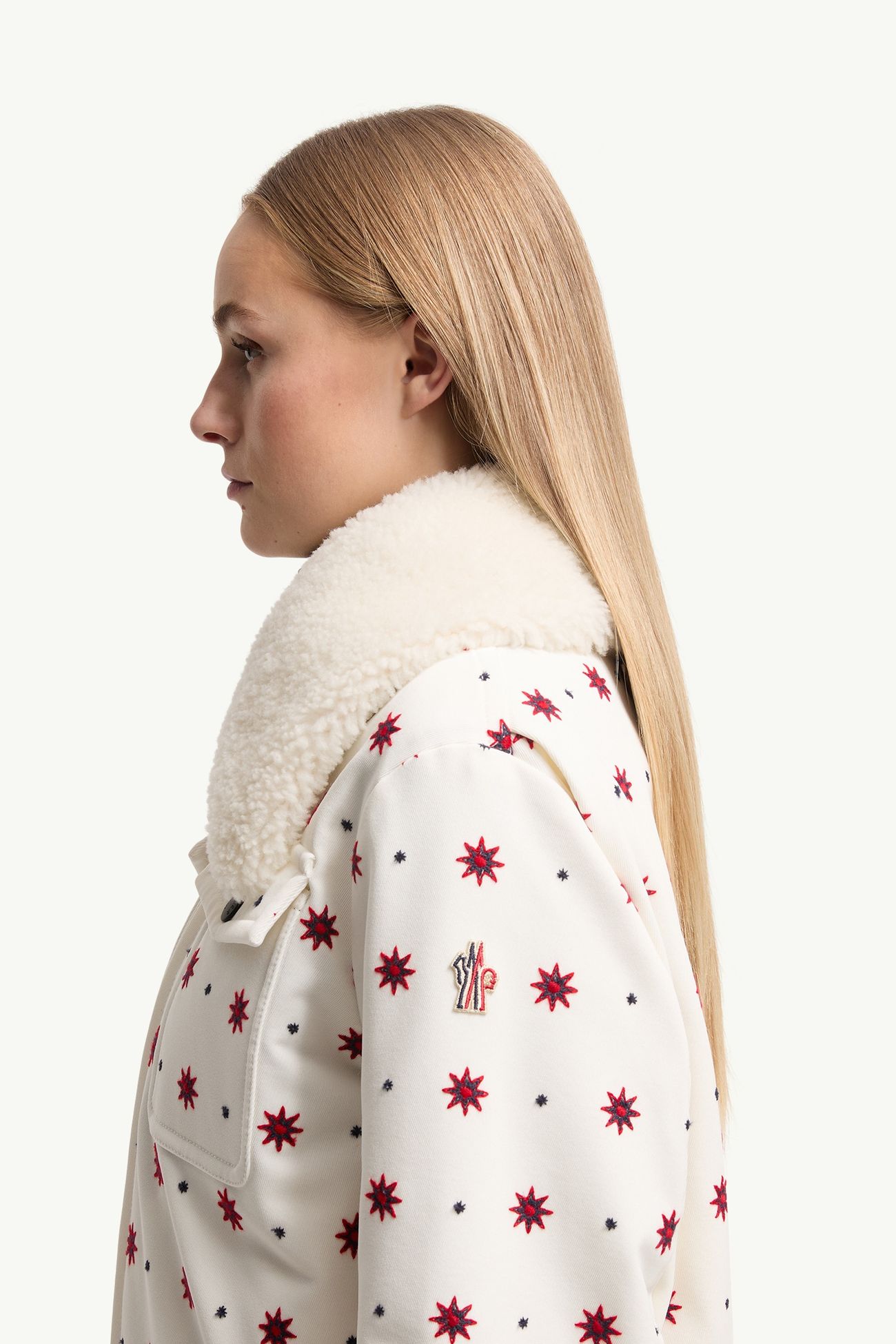 Larient Geometric Pattern Down Shirt Jacket Women White Moncler 1