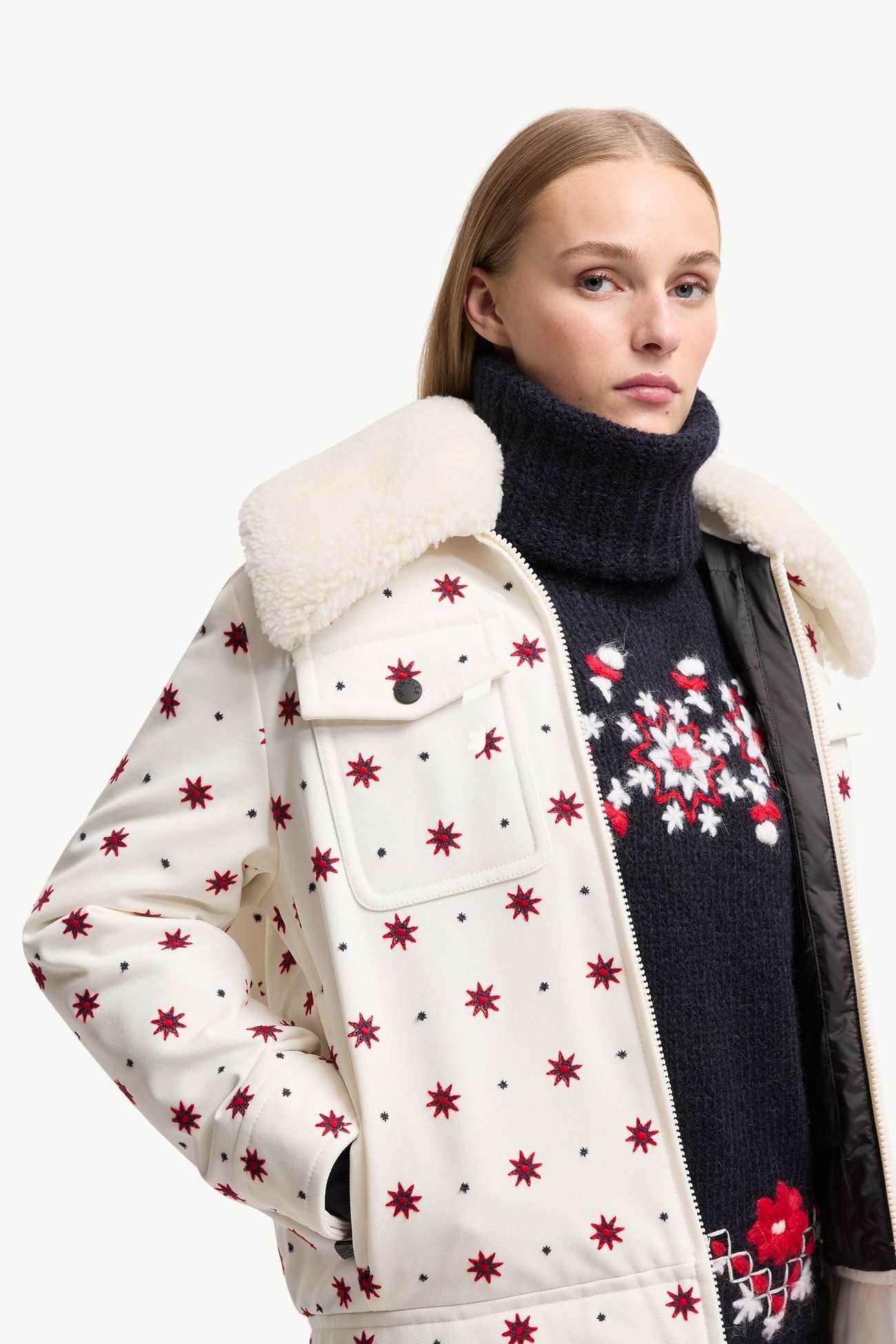 Larient Daunen-Hemdjacke mit geometrischem Muster Damen Weiß Moncler 6