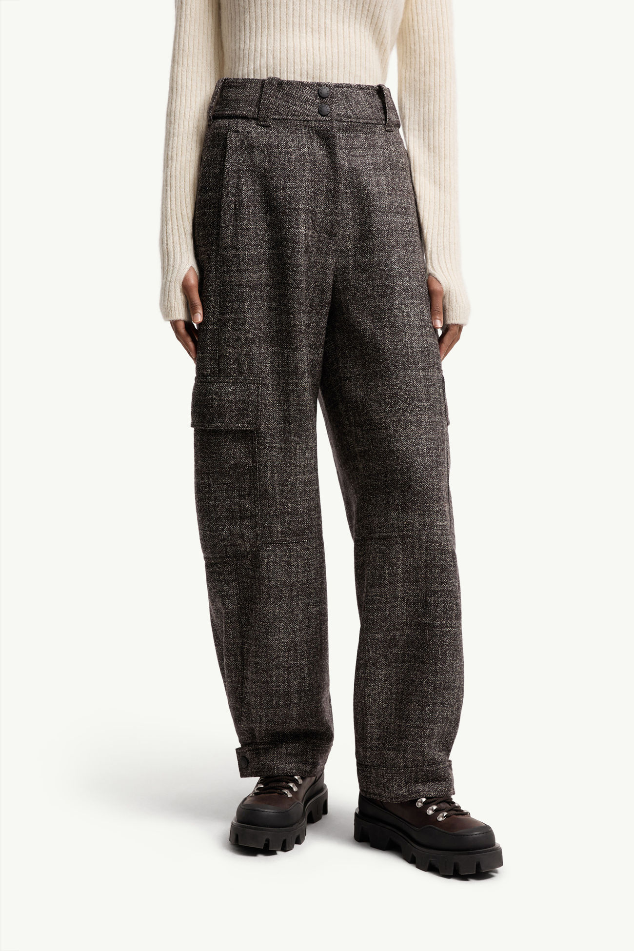 Pantalones cargo de lana mouliné Mujer Gris oscuro Moncler 3