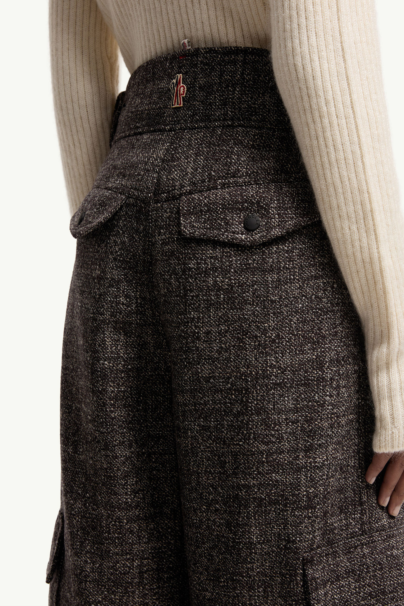 Pantalon cargo en laine moulinée Femmes Gris foncé Moncler 5