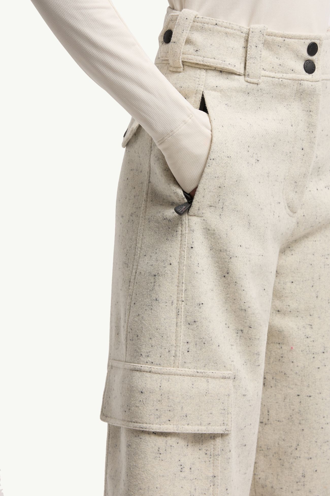 Pantalon cargo en laine Femmes Blanc Moncler 5