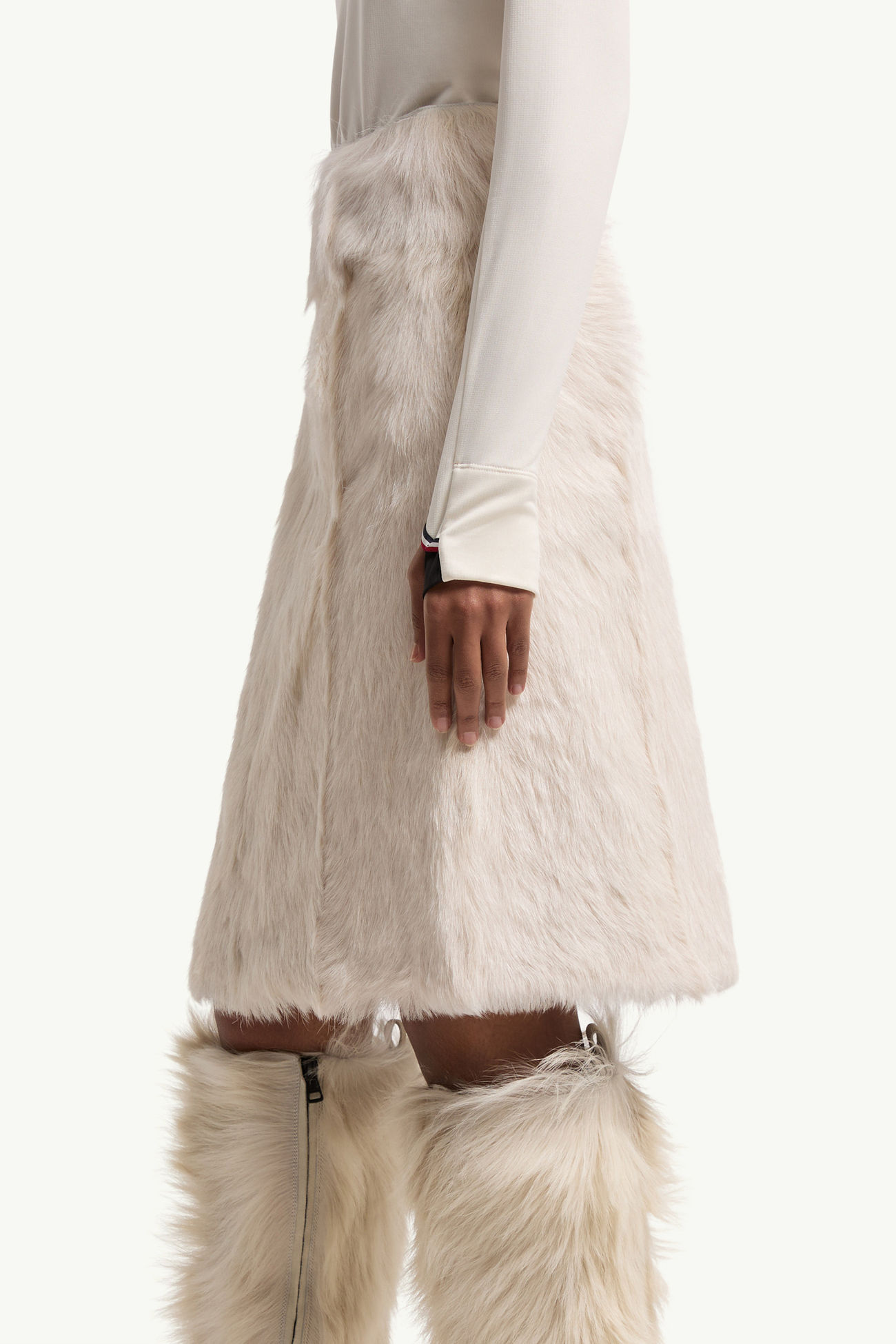 Knielanger Shearling-Rock Damen Weiß Moncler 1