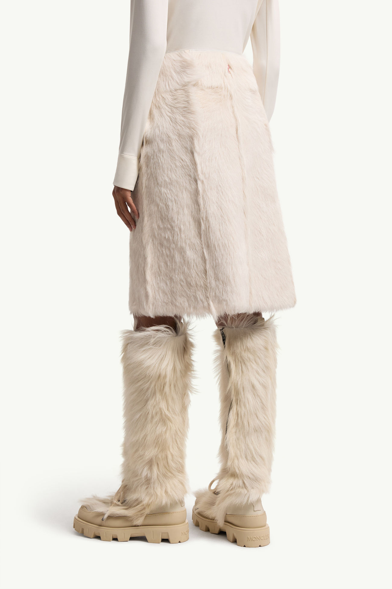 羔羊毛及膝半截裙 女士 白色 Moncler 4