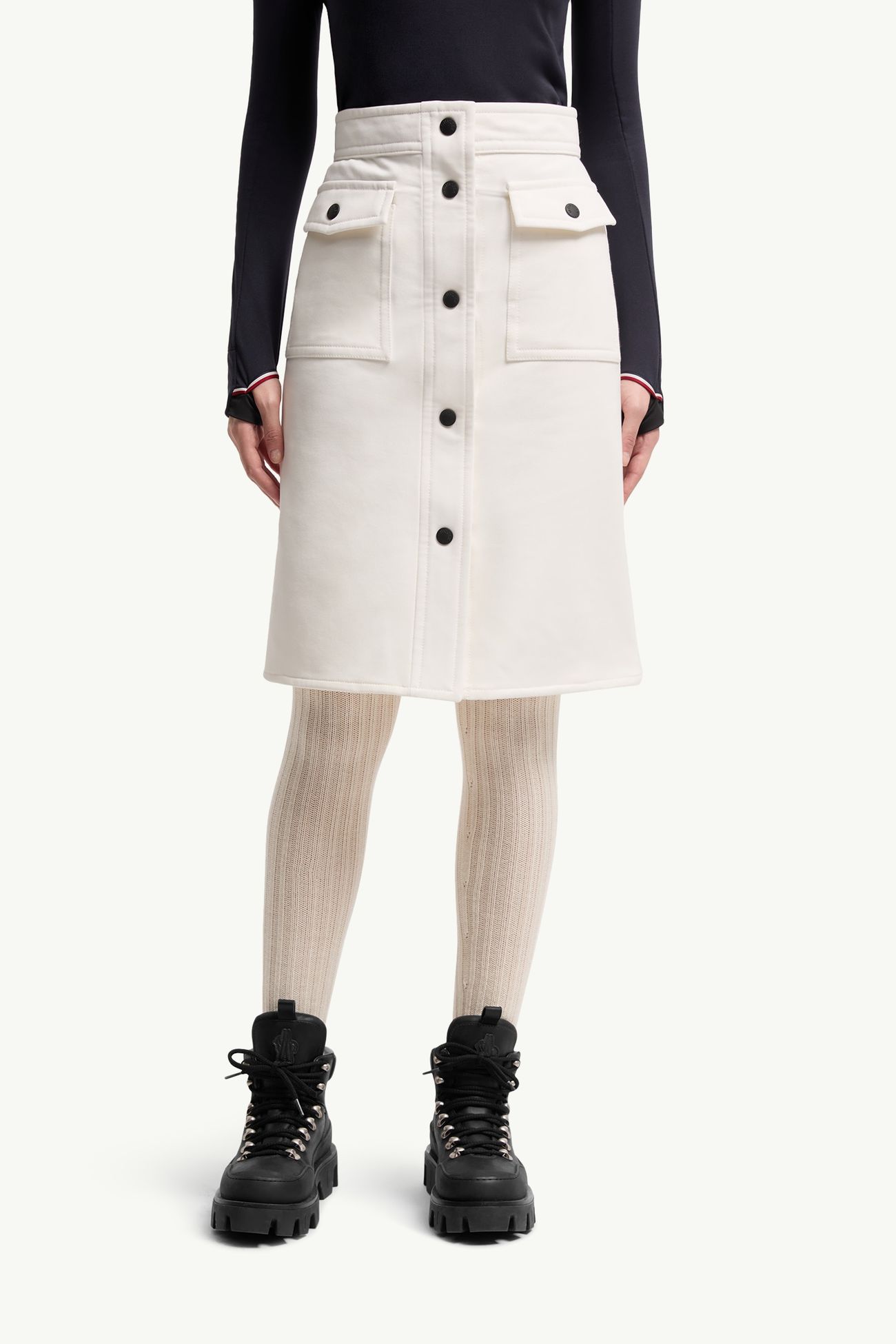 Jupe longueur genou en sergé technique Femmes Blanc Moncler 3