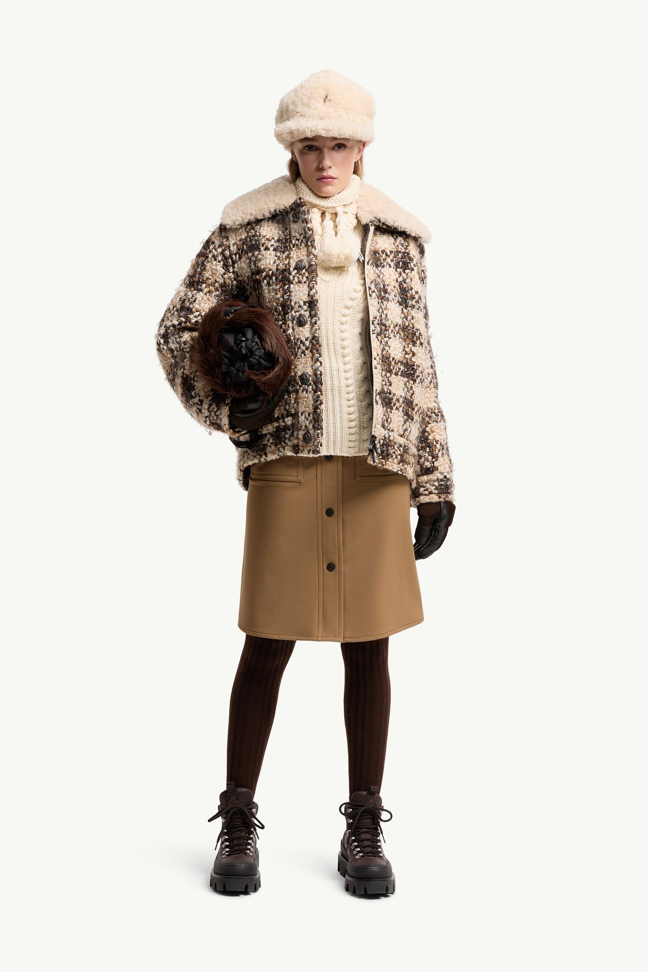 女士斜纹及膝半身裙 女士 棕色 Moncler 0