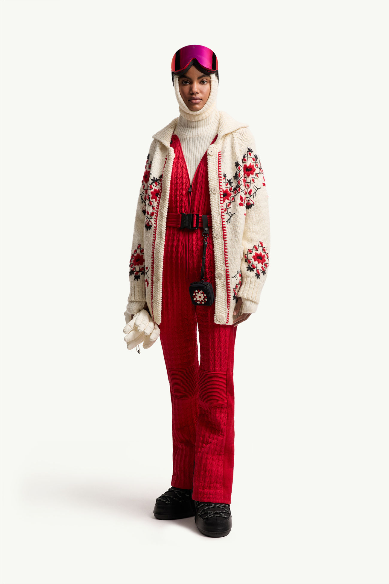 Mono de esquí de plumón Mujer Rojo Moncler 0