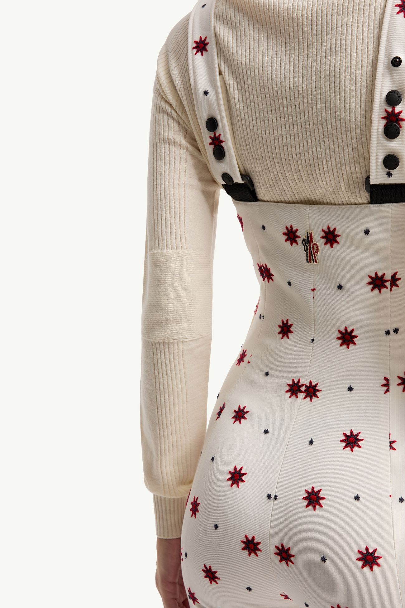 Salopette de ski en sergé technique à motif géométrique Femmes Blanc Moncler 5