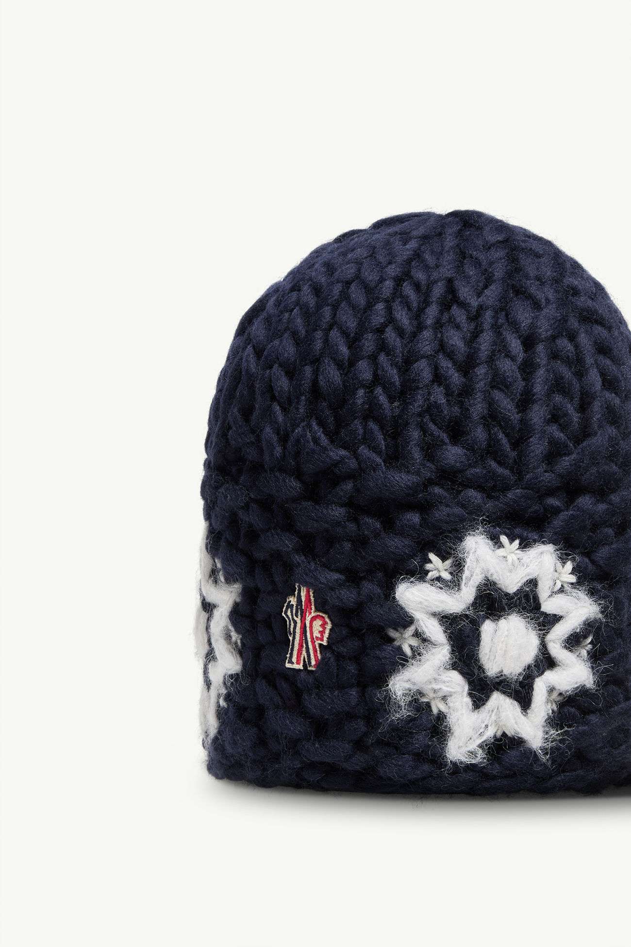 Handbestickte Mütze aus Wollmischung mit Blumenmuster Damen Dunkelblau Moncler 2