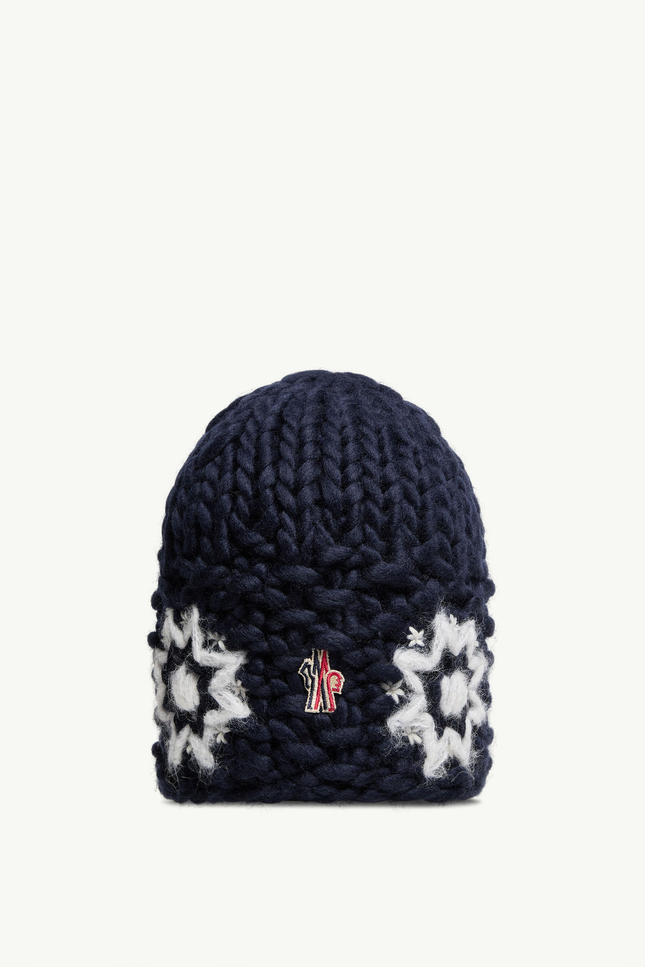 Hand-Embroidered Floral Wool Blend Beanie Women Dark Blue Moncler 0