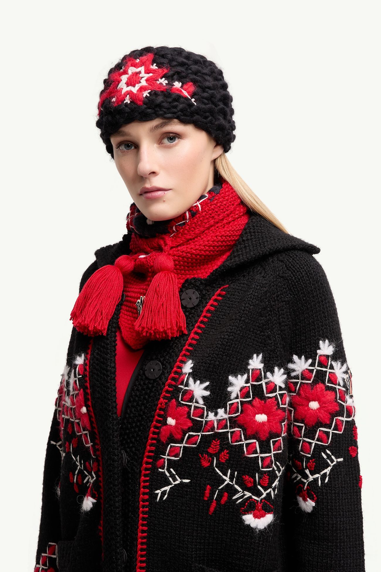 Diadema con bordado de flores Mujer Negro Moncler 1