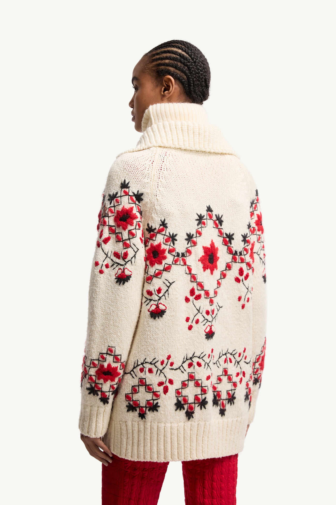 Cardigan brodé en laine mélangée Femmes Blanc Ivoire Moncler 4