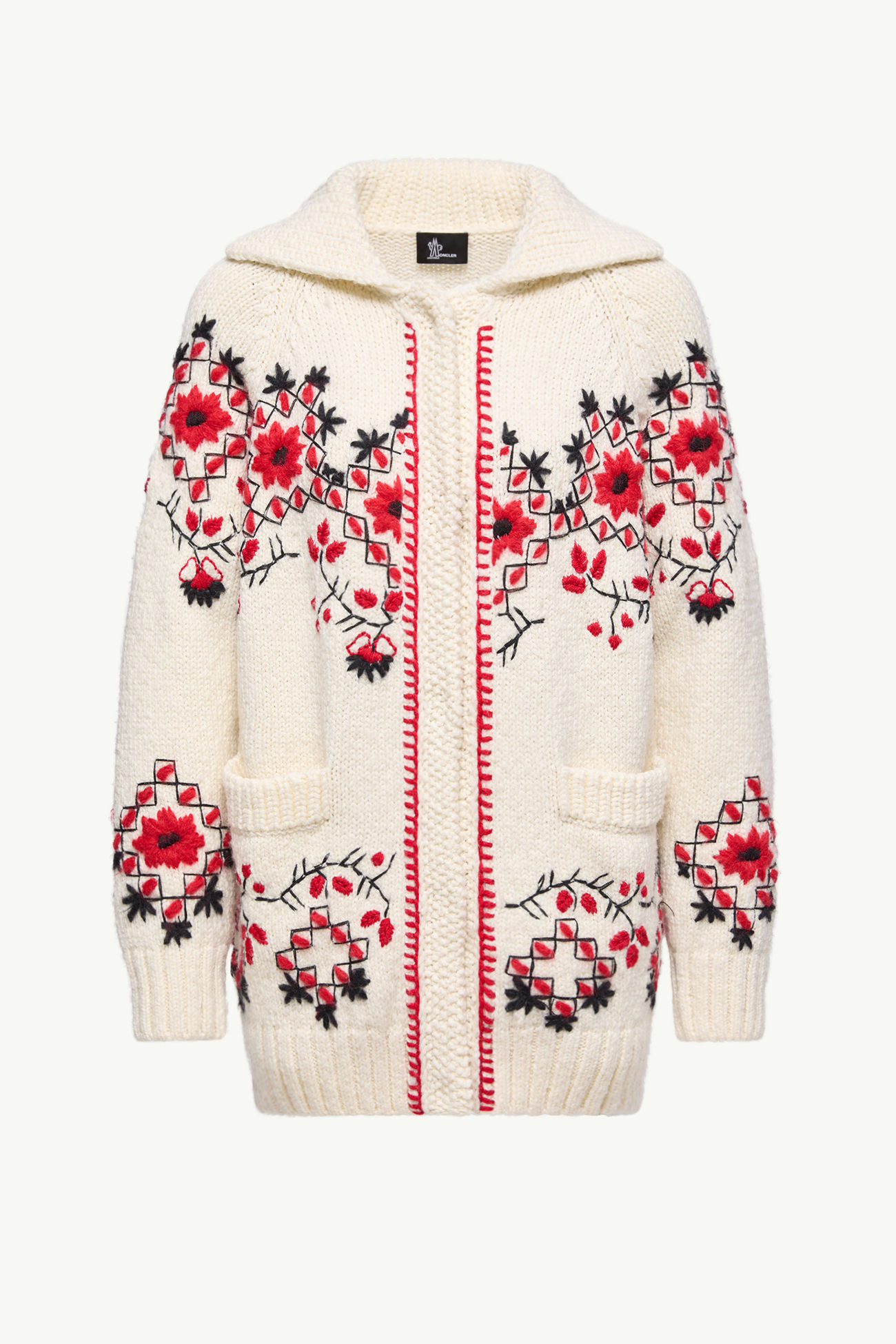 Embroidered Wool Blend Cardigan Women White Ivory Moncler 2