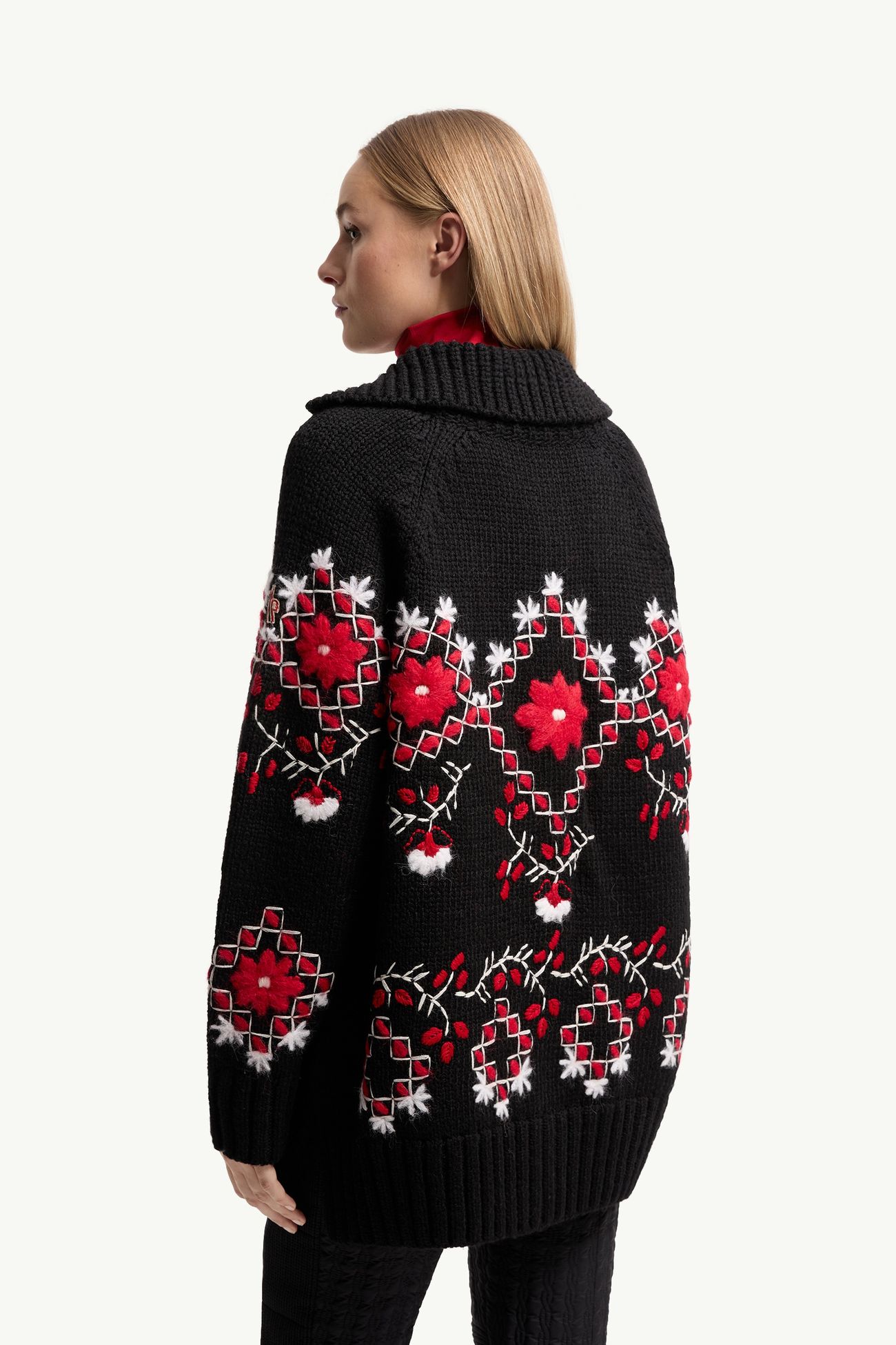 刺繡羊毛混紡開襟毛衣 女士 黑色 Moncler 4