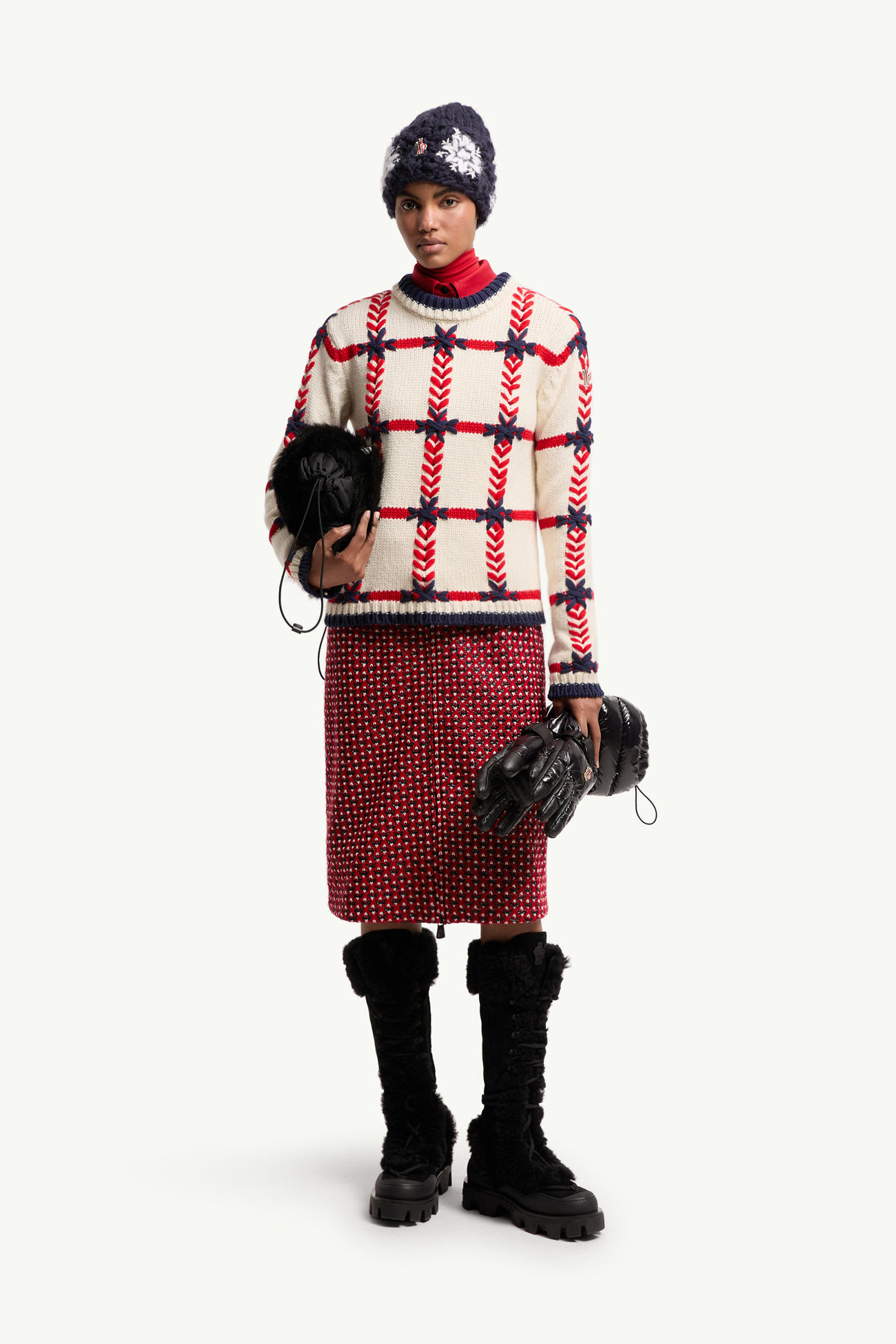 刺繡樽領羊毛混紡毛衣 女士 白色、藍色和紅色 Moncler 0