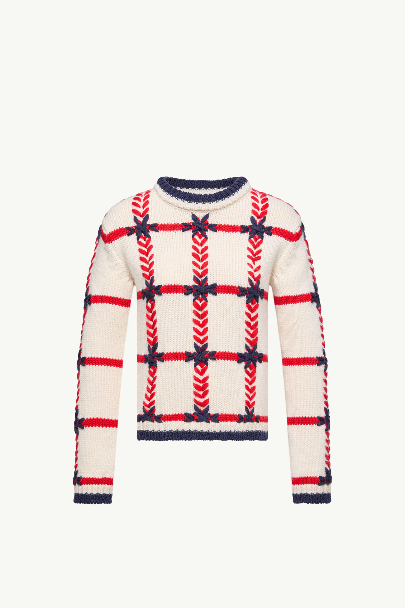 Bestickter Rollkragenpullover aus einer Wollmischung Damen Weiß & Blau & Rot Moncler 2