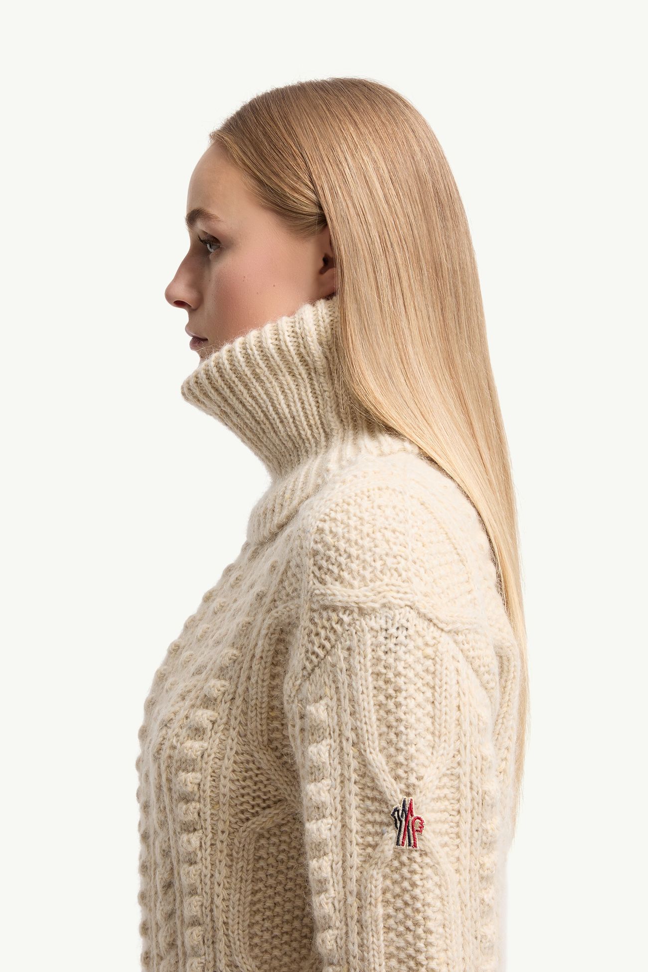 Jersey de cuello de tortuga de mezcla de lana y mohair Mujer Blanco Marfil Moncler 1