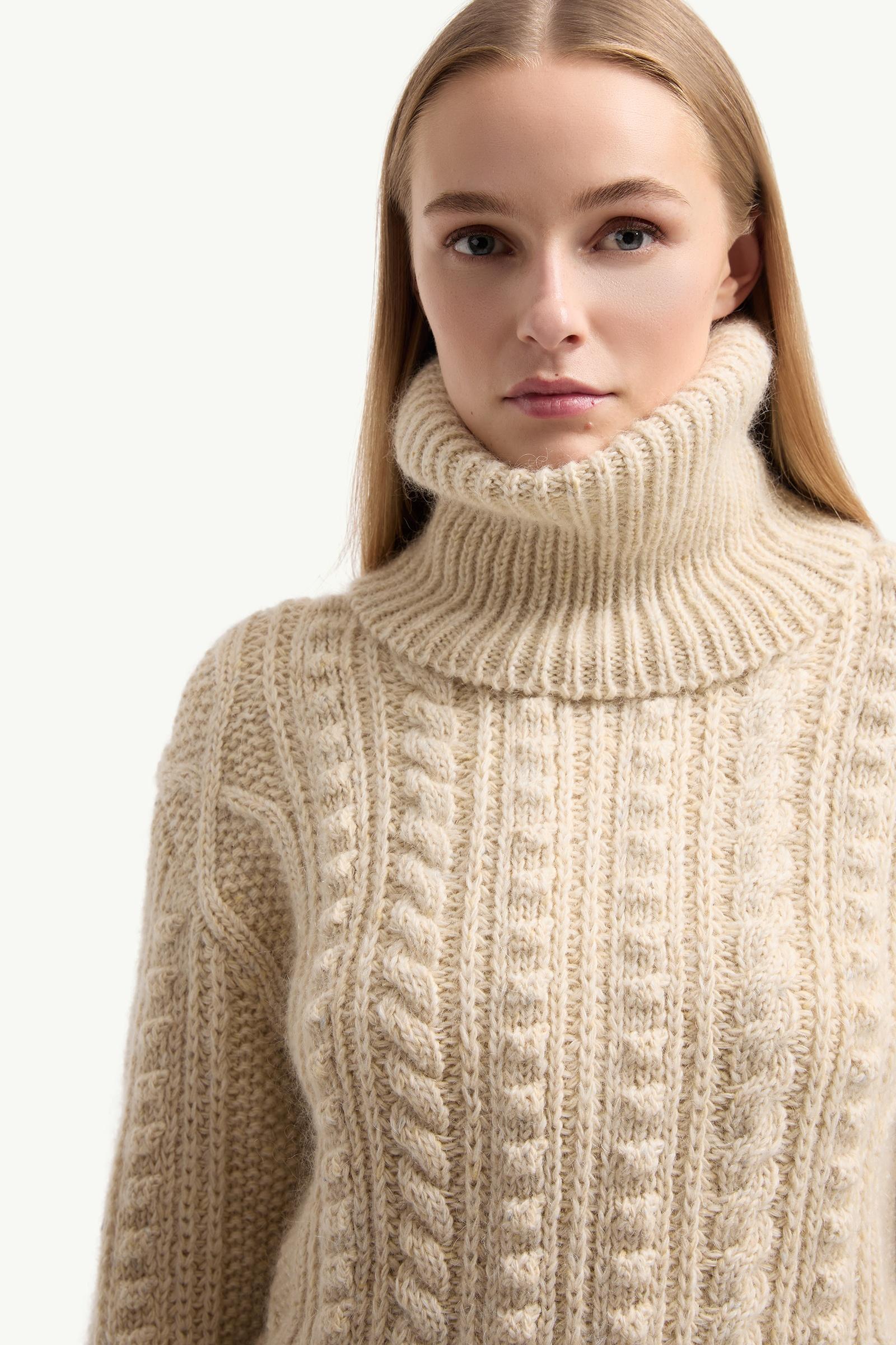 White Ivory Wool & Mohair Blend Turtleneck Sweater - Sweaters