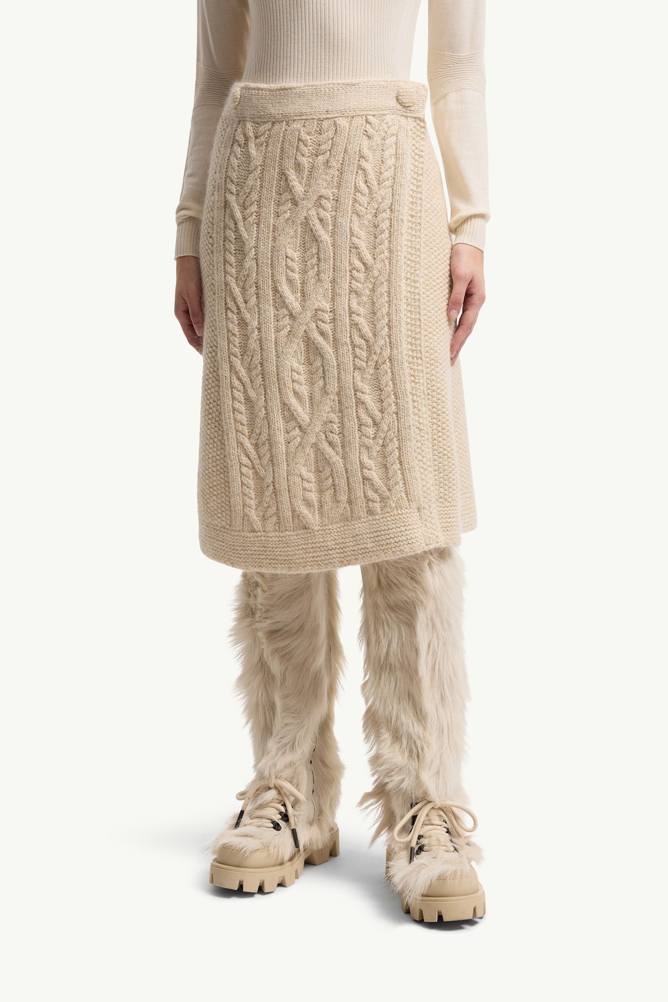 Jupe drapée en laine et mohair Femmes Blanc Ivoire Moncler 3