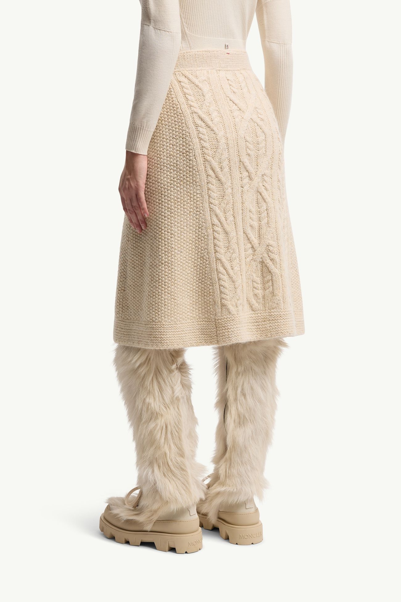 Wool & Mohair Blend Wrap Skirt Women White Ivory Moncler 4