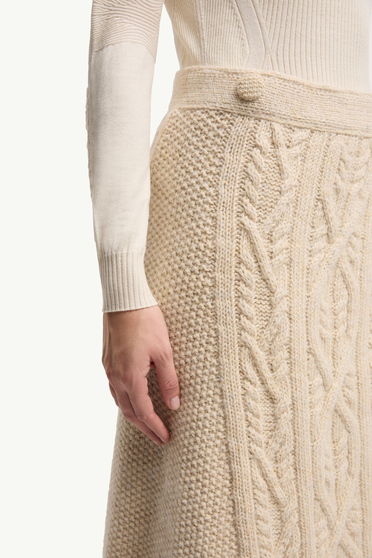 Gonna a portafoglio in misto mohair e lana Donna Bianco Avorio Moncler 5