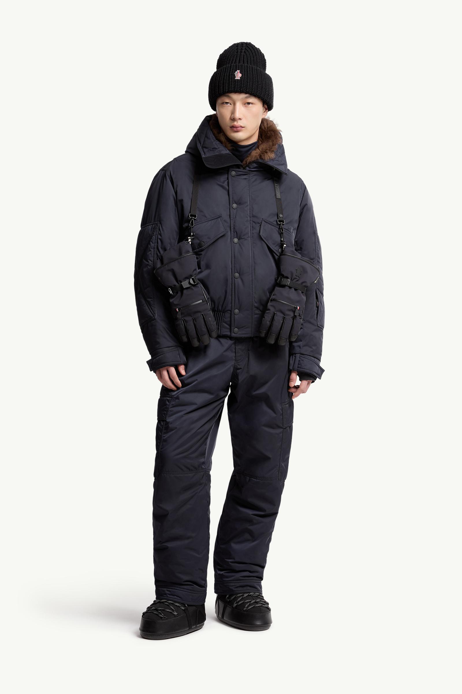 Navy Blue Breche Shearling-Trimmed Hooded Insulated Ski Jacket