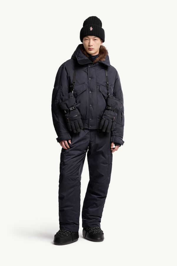 Giacca da sci Breche con cappuccio e orlo in shearling Uomo Blu Navy Moncler 0