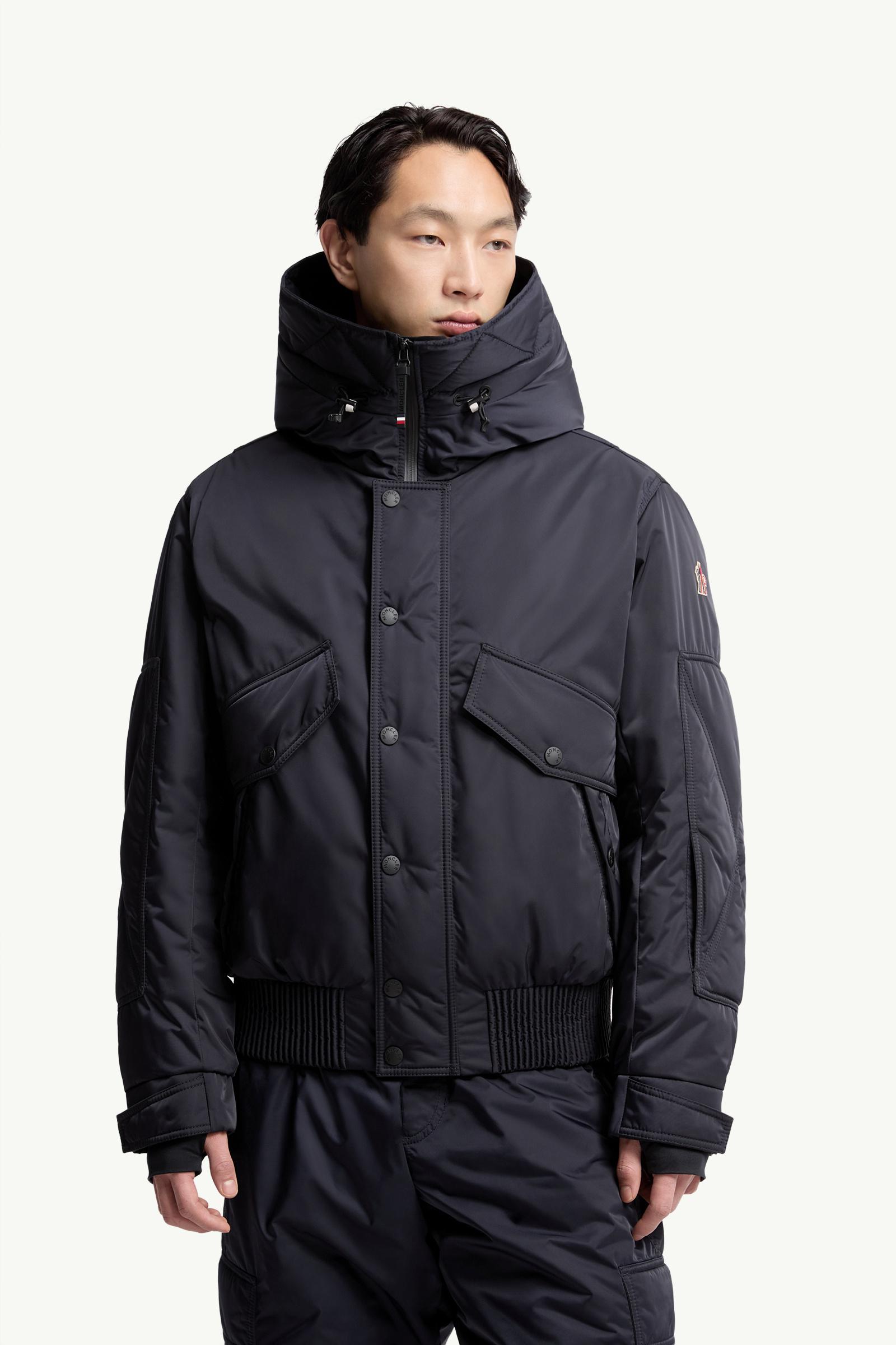 Navy Blue Breche Shearling-Trimmed Hooded Insulated Ski Jacket