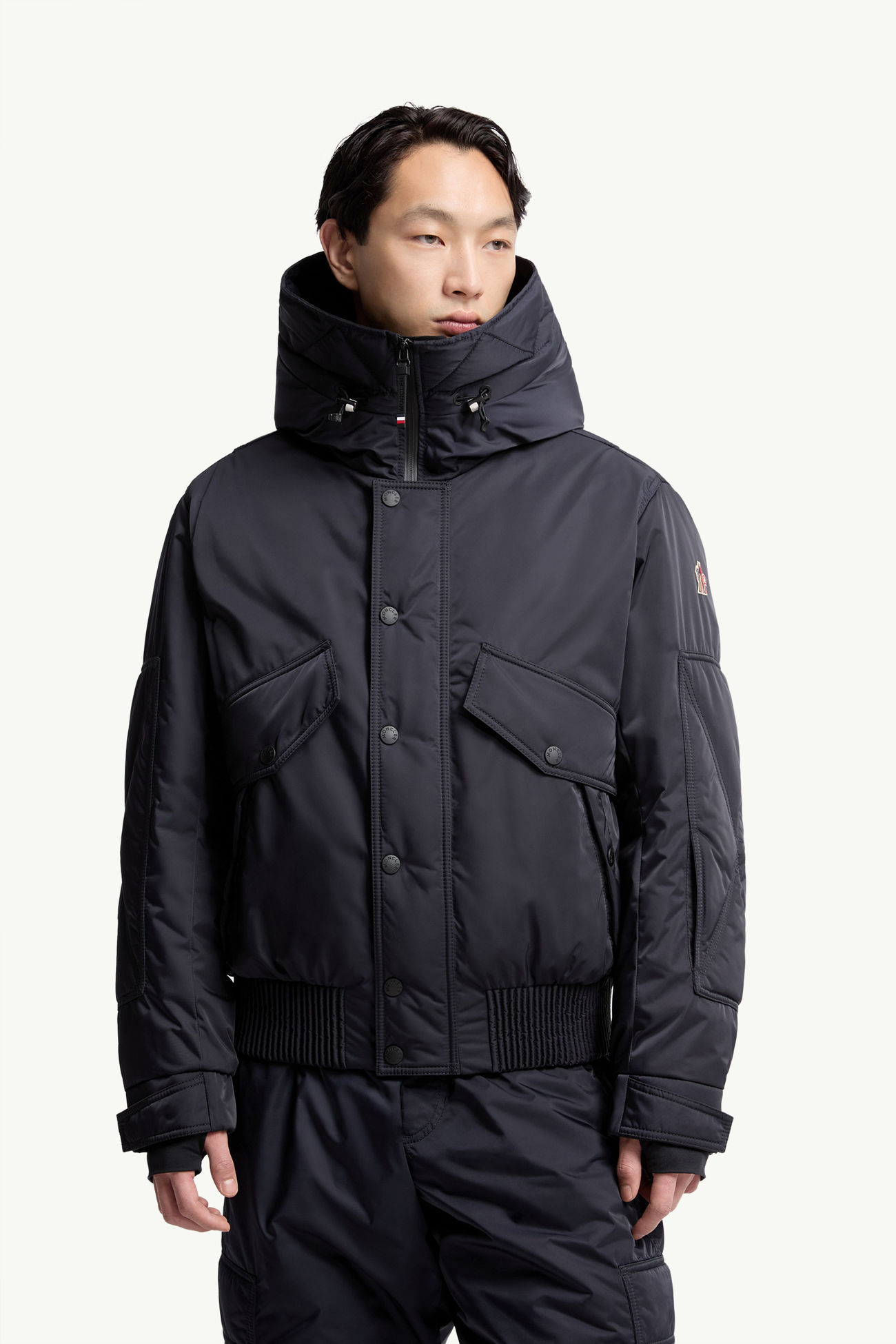 Giacca da sci Breche con cappuccio e orlo in shearling Uomo Blu Navy Moncler 3