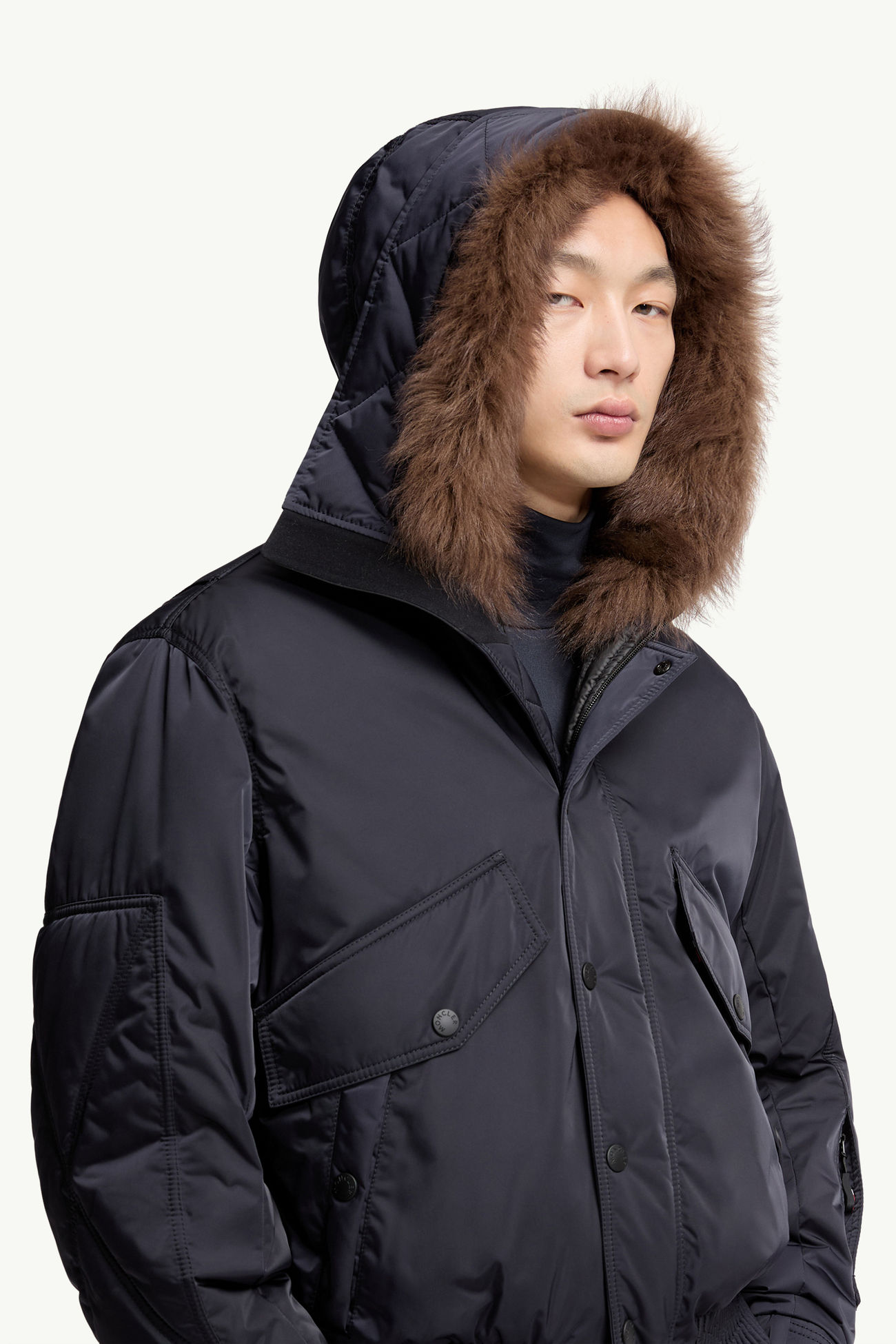 Breche Shearling-Trimmed Hooded Down Ski Jacket Men Navy Blue Moncler 5